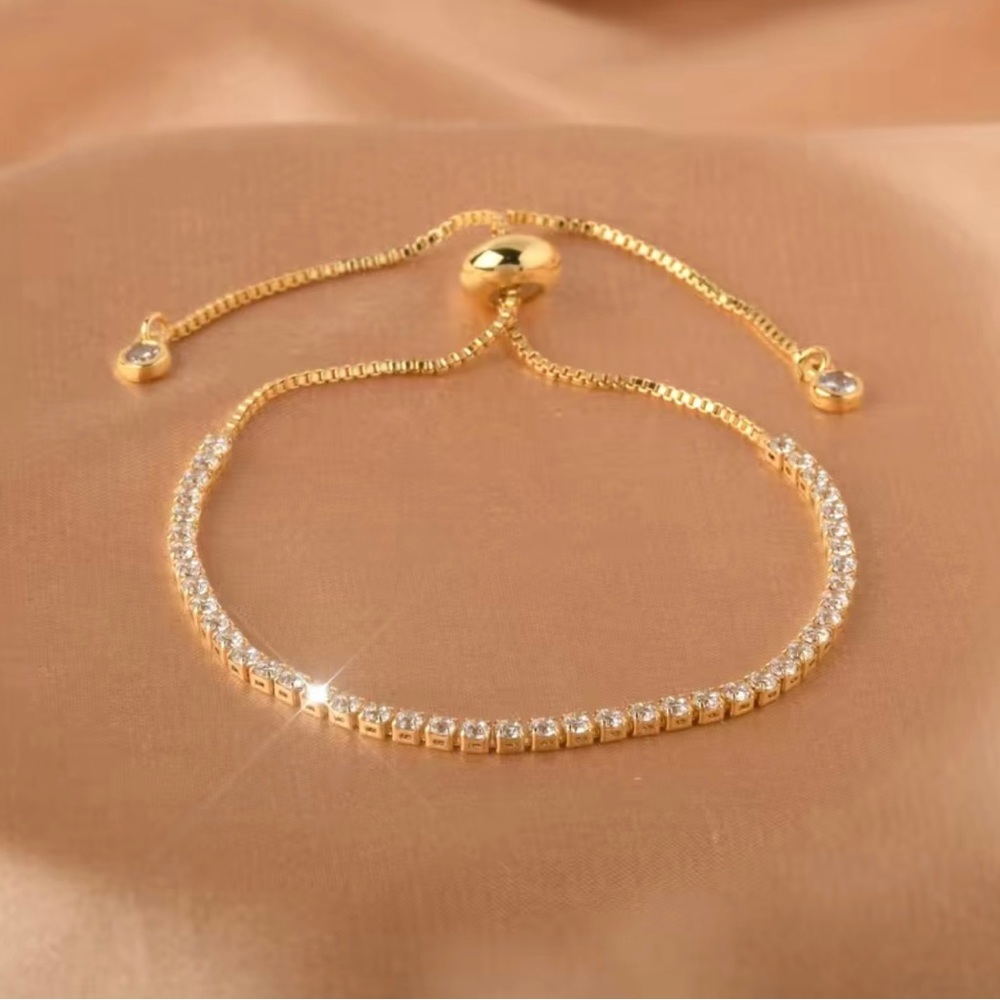 18K Gold Adjustable Tennis Bracelet